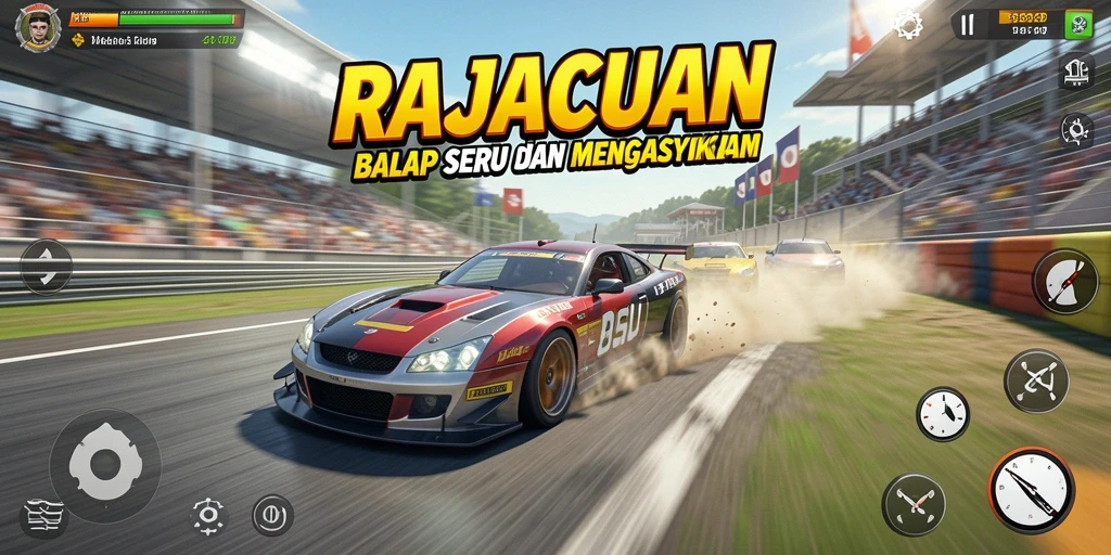 Gameplay RAJACUAN yang penuh adrenalin dan keseruan balap.