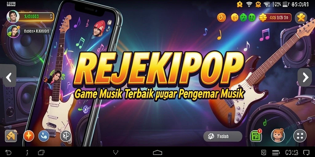 Tampilan gameplay REJEKIPOP dengan berbagai lagu musik yang menarik.